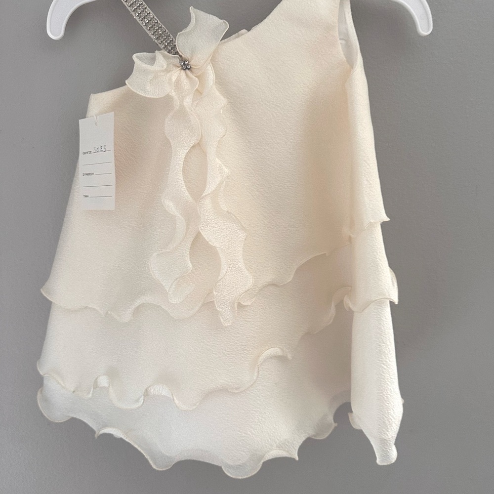 Nina Cream Formal Dress with Ruffled Layers